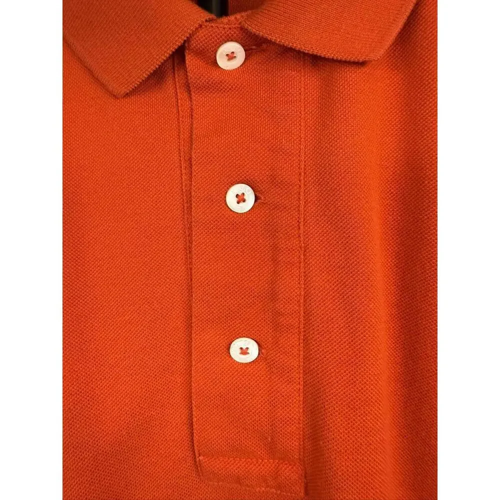Polo Ralph Lauren Polo Shirt Mens Large Orange Pique Short‎ Sleeve Pony Logo